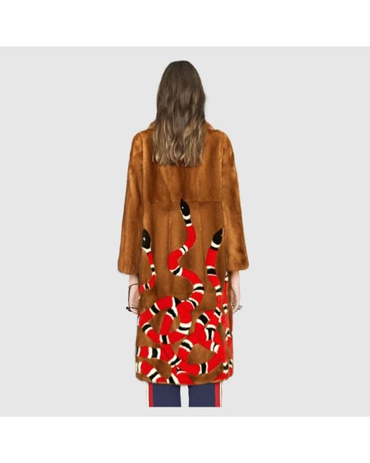 Gucci Snake Intarsia Mink Fur Coat Lyst